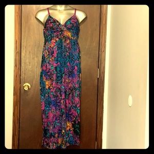 EUC Allison Brittney Blue Purple Floral Maxi Dress